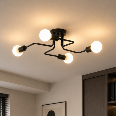 Lustra MODERNIST Quadra 4, 4x E27, Negru, Design Modern