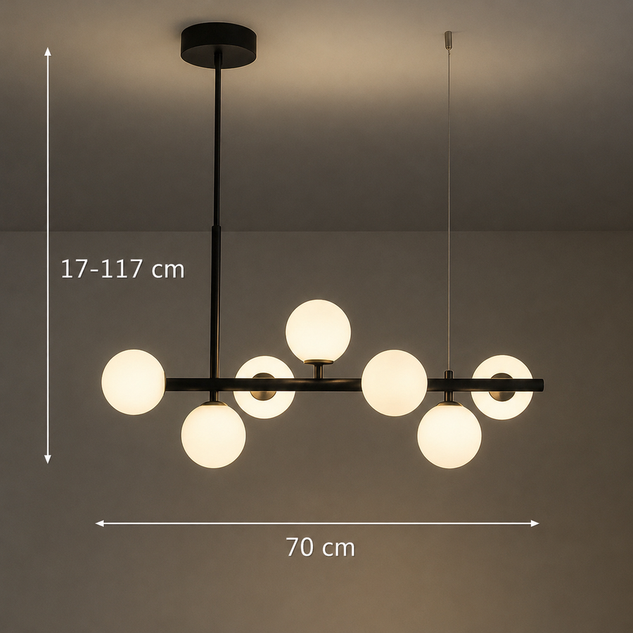 Lustra cu bec moderna LOFT Pavilion, 7x G9, Negru, Metal, Inaltime Reglabila