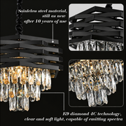 Candelabru Cristal HEXA Ø30cm 3xE14 Negru Inaltime Reglabila