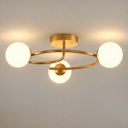 Lustra LED si cristal ORBIT, 66cm, 3xE27, Globuri, Auriu