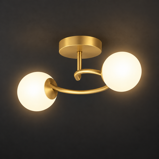 Lustra LED si cristal ORBIT, 55cm, 2xE27, Globuri, Auriu
