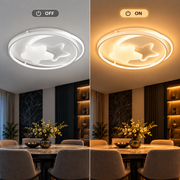 Lustra LED cu telecomanda ISTARAVSHAN, Forma Corpuri Ceresti, 87W, lumina Rece/Calda/Neutra, Dimabila, Alb