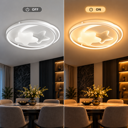 Lustra LED cu telecomanda ISTARAVSHAN, Forma Corpuri Ceresti, 87W, lumina Rece/Calda/Neutra, Dimabila, Alb