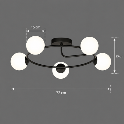 Lustra LED si cristal ORBIT, 72cm, 5xE27, Globuri, Negru