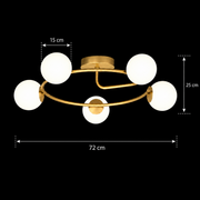 Lustra LED si cristal ORBIT, 72cm, 5xE27, Globuri, Auriu