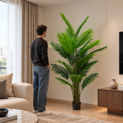 Plantă Artificială Tip Palmier Areca, 25 frunze, 190 cm, Verde