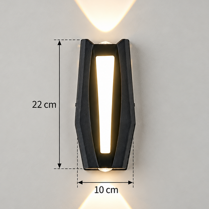 Aplica LED AX218 de Exterior si Interior, 2 Surse x 8W, Metalic, Negru, 3000K