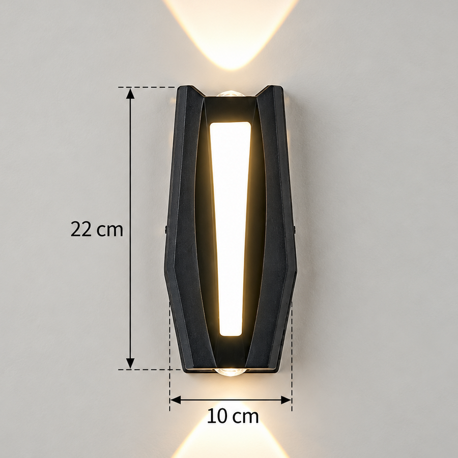 Aplica LED AX218 de Exterior si Interior, 2 Surse x 8W, Metalic, Negru, 3000K
