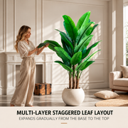 Planta Artificială Copac Tip Bananier, 190 cm, 3 tulpini, 27 frunze, Verde, cu Ghiveci