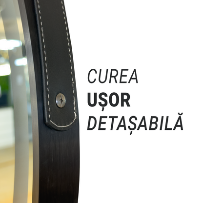 Oglinda LED Rotunda, 60cm, Celeste Majeste Noir Eleve MotionGlow Marcello, Sistem Dezaburire, Ceas & Termometru, Dimabila