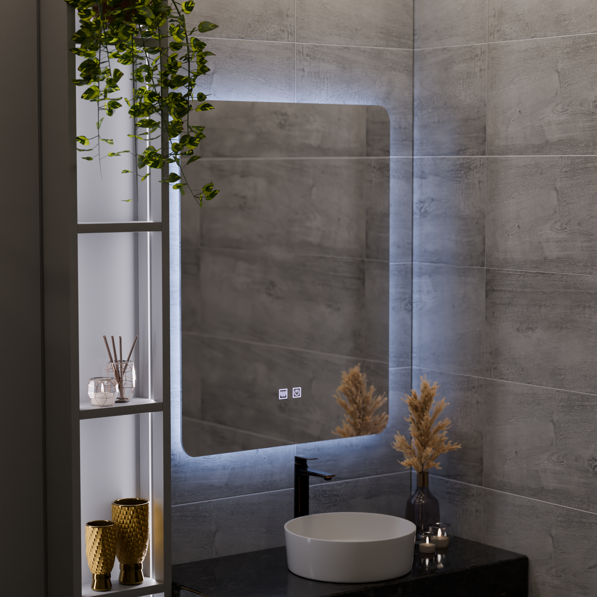 Oglinda LED Dreptunghiulara ARTEA Touch, 14W, 60X80cm, Sistem Dezaburire, Dimabila, Lumina Rece 6000K Oglinzi Korman E Default Title Alessandro Design