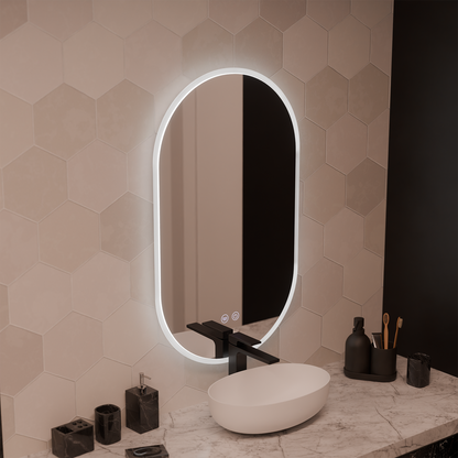 Oglinda LED Ovala 60x80cm Llexort, Touch, Sistem Dezaburire, Dimabila Oglinzi Korman E Default Title Alessandro Design