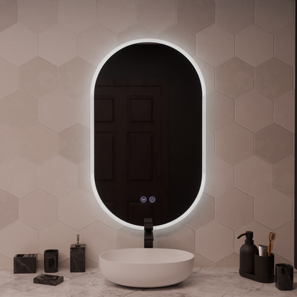 Oglinda LED Ovala 60x80cm Llexort, Touch, Sistem Dezaburire, Dimabila Oglinzi Korman E Default Title Alessandro Design
