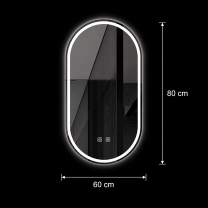 Oglinda LED Ovala, 60x80cm, Velara Touch, Sistem Dezaburire, Dimabila