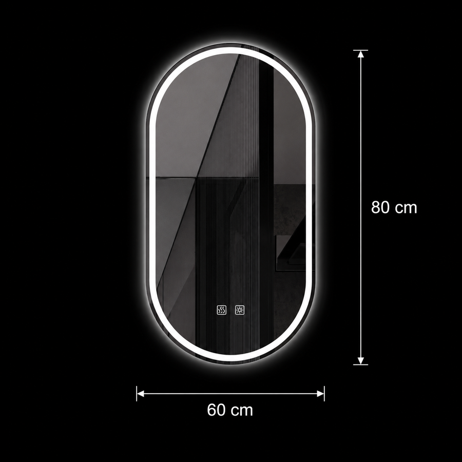 Oglinda LED Ovala, 60x80cm, Velara Touch, Sistem Dezaburire, Dimabila