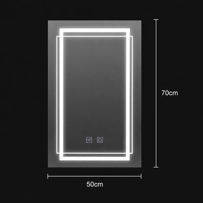 Oglinda LED Rectangulara, 50x70cm,  KOVEN Touch, Sistem Dezaburire,Dimabila
