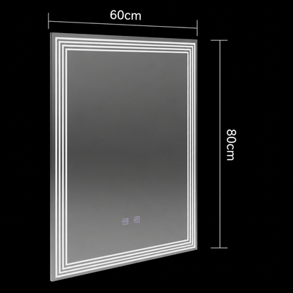 Oglinda LED Rectangulara, 60x80cm, ADIS Touch, Sistem Dezaburire,Dimabila