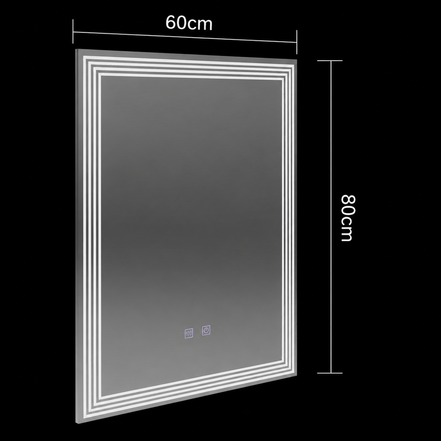 Oglinda LED Rectangulara, 60x80cm, ADIS Touch, Sistem Dezaburire,Dimabila