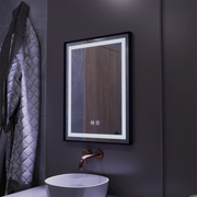Oglinda LED Rectangulara, 60x80cm, EDGE Touch, Sistem Dezaburire, Rama Neagra