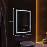 Oglinda LED Rectangulara, 60x80cm, EDGE Touch, Sistem Dezaburire, Rama Neagra
