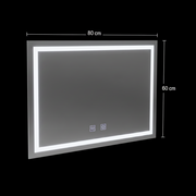 Oglinda LED Rectangulara, 80x60cm, RADIANTE Touch, Sistem Dezaburire, Dimabila