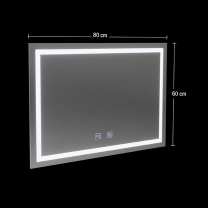 Oglinda LED Rectangulara, 80x60cm, RADIANTE Touch, Sistem Dezaburire, Dimabila