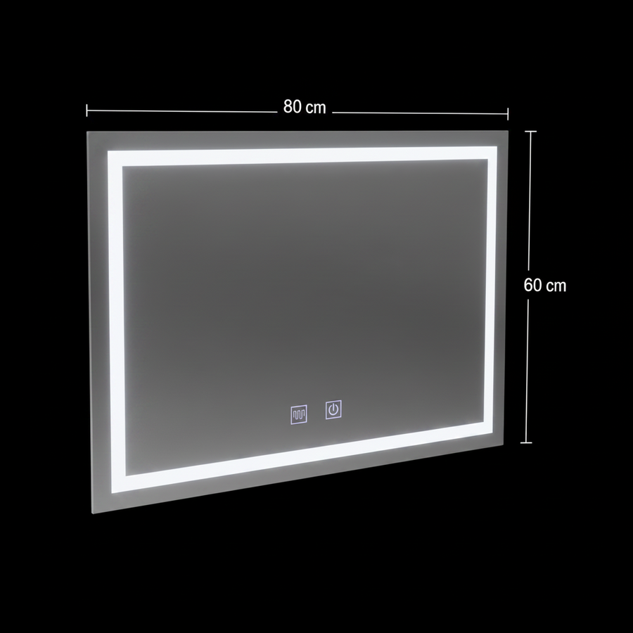 Oglinda LED Rectangulara, 80x60cm, RADIANTE Touch, Sistem Dezaburire, Dimabila
