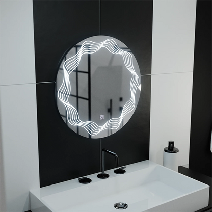 Oglinda LED Rotunda 60cm, Flusso Touch, Sistem Dezaburire, Dimabila