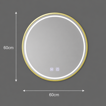 Oglinda LED Rotunda, 60cm, Glanz Touch, Sistem Dezaburire, Dimabila