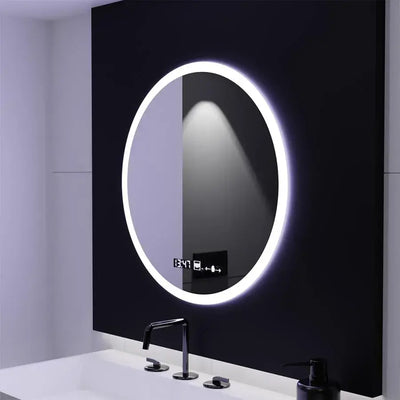 Oglinda LED Rotunda GIULIA, 70cm, senzor MotionGlow, Sistem Dezaburire, Ceas & Termometru, Dimabila, Marcello Funghi