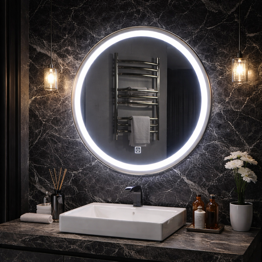 Oglinda LED Touch Gallio , Diametru 60cm, Lumina Rece 6000K, Sticla Oglinda LED Simpla Default Title Alessandro Design