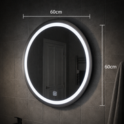 Oglinda LED Touch Gallio , Diametru 60cm, Lumina Rece 6000K, Sticla