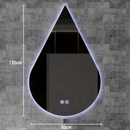 Oglinda LED Touch River, 52W, Sistem Dezaburire, 80X120cm, Forma de Picatura