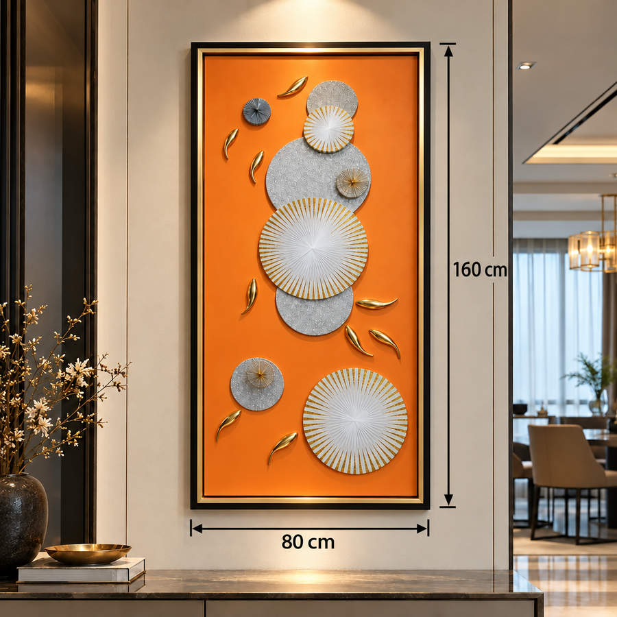 Tablou Decorativ Armonie Solara, 80 x 160 cm, Sticla si MDF