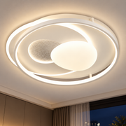 Lustra LED cu telecomanda ISTARAVSHAN, Forma Ovala, 85W, lumina Rece/Calda/Neutra, Dimabila, Alb