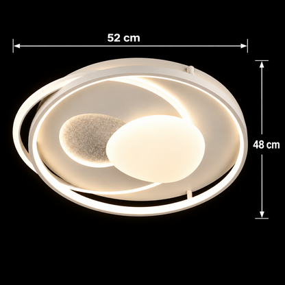 Lustra LED cu telecomanda ISTARAVSHAN, Forma Ovala, 85W, lumina Rece/Calda/Neutra, Dimabila, Alb