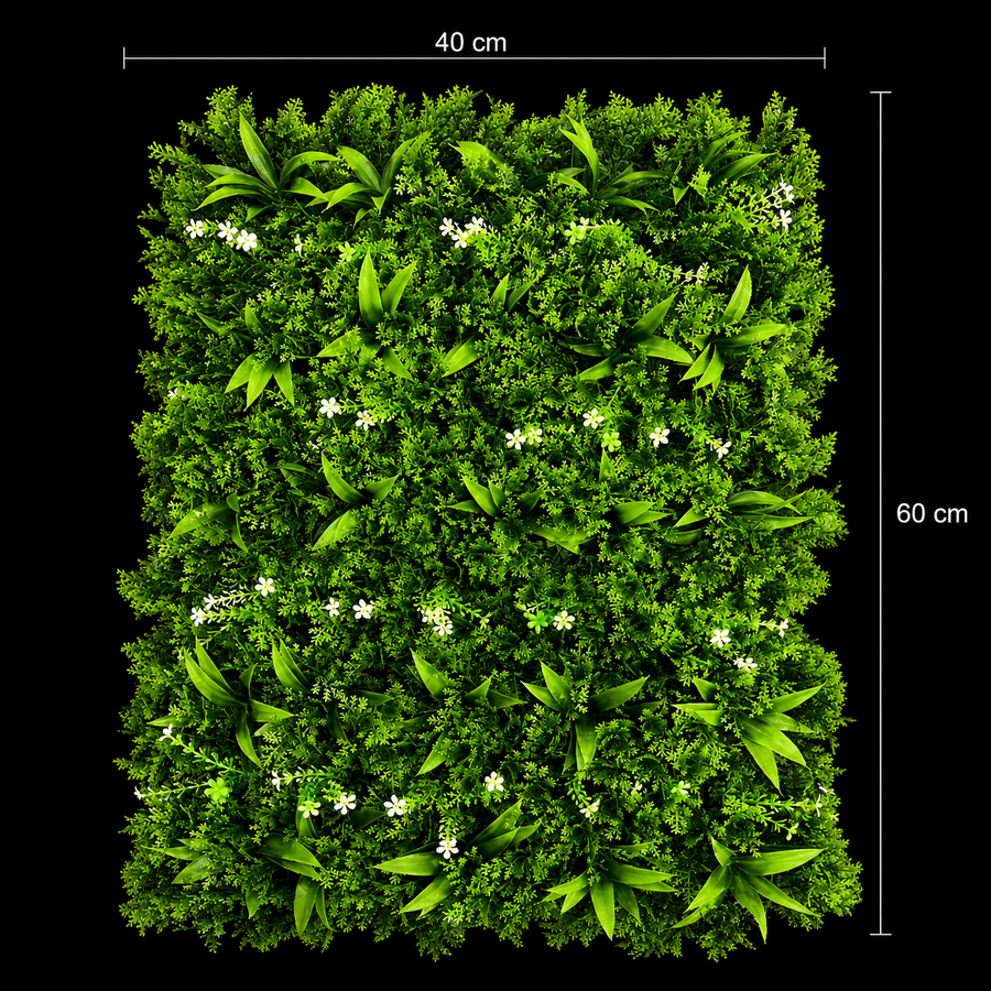 Panou de Gard Viu Artificial Frunze de Piersic Mix, 40 x 60 cm, Verde
