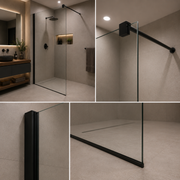 Paravan duș Walk-In 90x195cm, Sticlă securizată 8 mm, Profil metalic rezistent, Negru