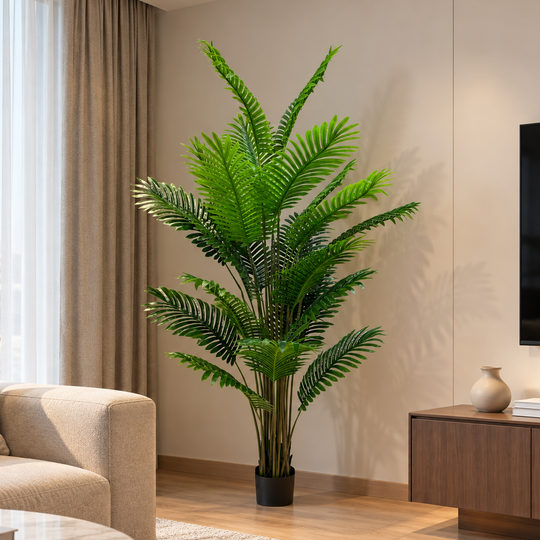 Plantă Artificială Tip Palmier Areca, 25 frunze, 190 cm, Verde