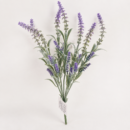 Planta Artificiala, Floare Decorativa de Lavanda, 7 Ramuri, 45 cm, Mov si Verde, Set de 2 Bucati