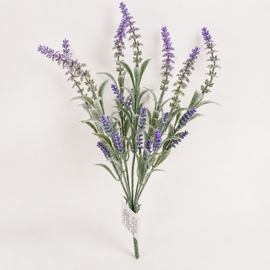 Planta Artificiala, Floare Decorativa de Lavanda, 7 Ramuri, 45 cm, Mov si Verde, Set de 2 Bucati
