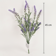 Planta Artificiala, Floare Decorativa de Lavanda, 7 Ramuri, 45 cm, Mov si Verde, Set de 2 Bucati