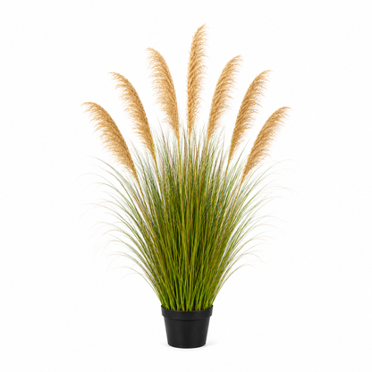 Planta Artificială Iarbă Ornamentală, 170cm, cu 7 fire, Stuf si Iarba, Verde Tomnal, Fara Ghiveci