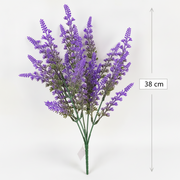 Planta Artificiala, Floare Decorativa de Lavanda, 5 Ramuri, 38 cm, Mov si Verde, Set de 2 Bucati