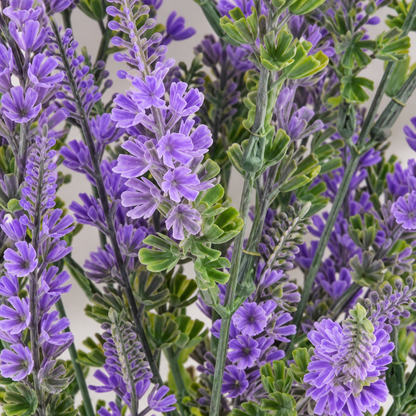 Planta Artificiala, Floare Decorativa de Lavanda, 9 Ramuri, 44 cm, Mov si Verde, Set de 2 Bucati
