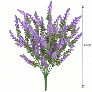 Planta Artificiala, Floare Decorativa de Lavanda, 9 Ramuri, 44 cm, Mov si Verde, Set de 2 Bucati