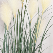 Planta Artificiala Iarba Ornamentala, 150 cm, cu 7 Fire, Stuf si Iarba, Verde si Alb, Fara Ghiveci
