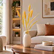 Planta Artificiala Iarba Ornamentala, 83 cm, cu 4 Fire, Spice de Grau, Galben, Fara Ghiveci