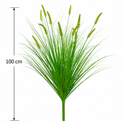Planta Artificiala Iarba Ornamentala Tip Coada Vulpii, 100 cm, cu 12 Spice, Verde, Fara Ghiveci