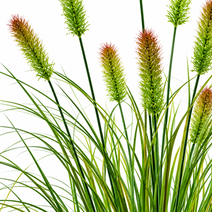 Planta Artificiala Iarba Ornamentala Tip Coada Vulpii, 100 cm, cu 12 Spice, Verde si Maro, Fara Ghiveci
